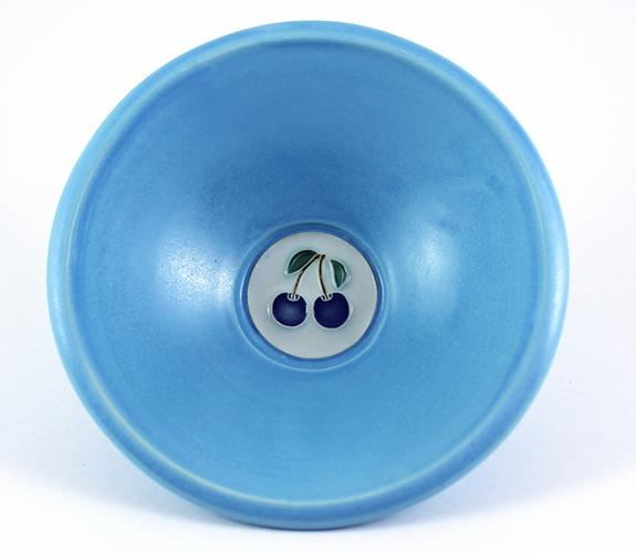 Ceramic Cereal Bowl with Blue Cherry Design